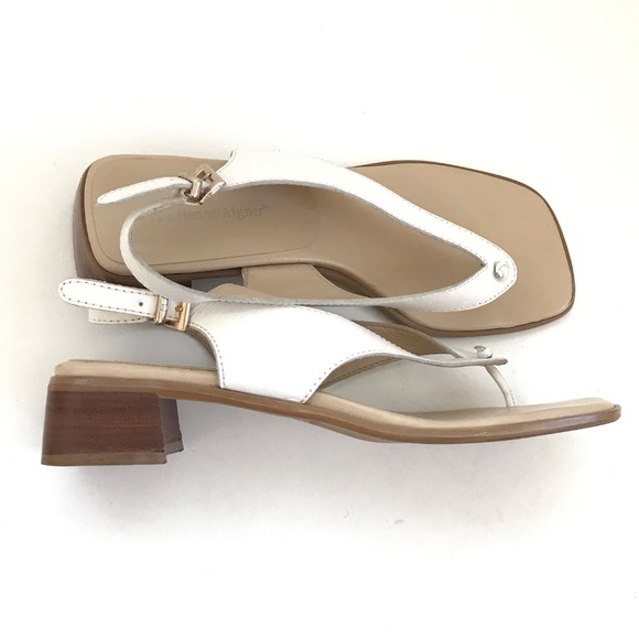 ETIENNE AIGNER Leather Sandals Low Block Heel Slingback Slip On Women’s Size 7.5 - Picture 3 of 16